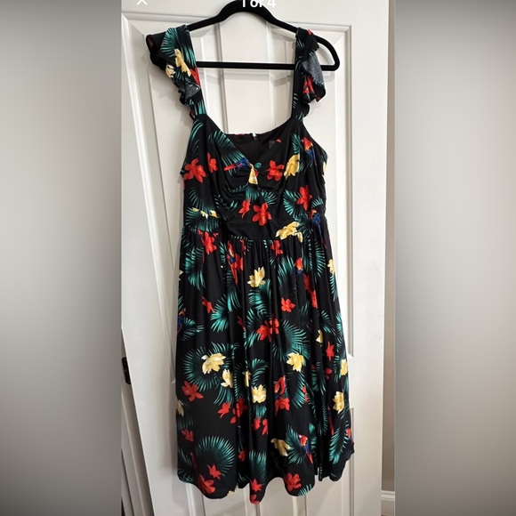 TORRID Retro Chic Black Dress with Vibrant Floral Accents and Crinoline - Picture 3 of 5